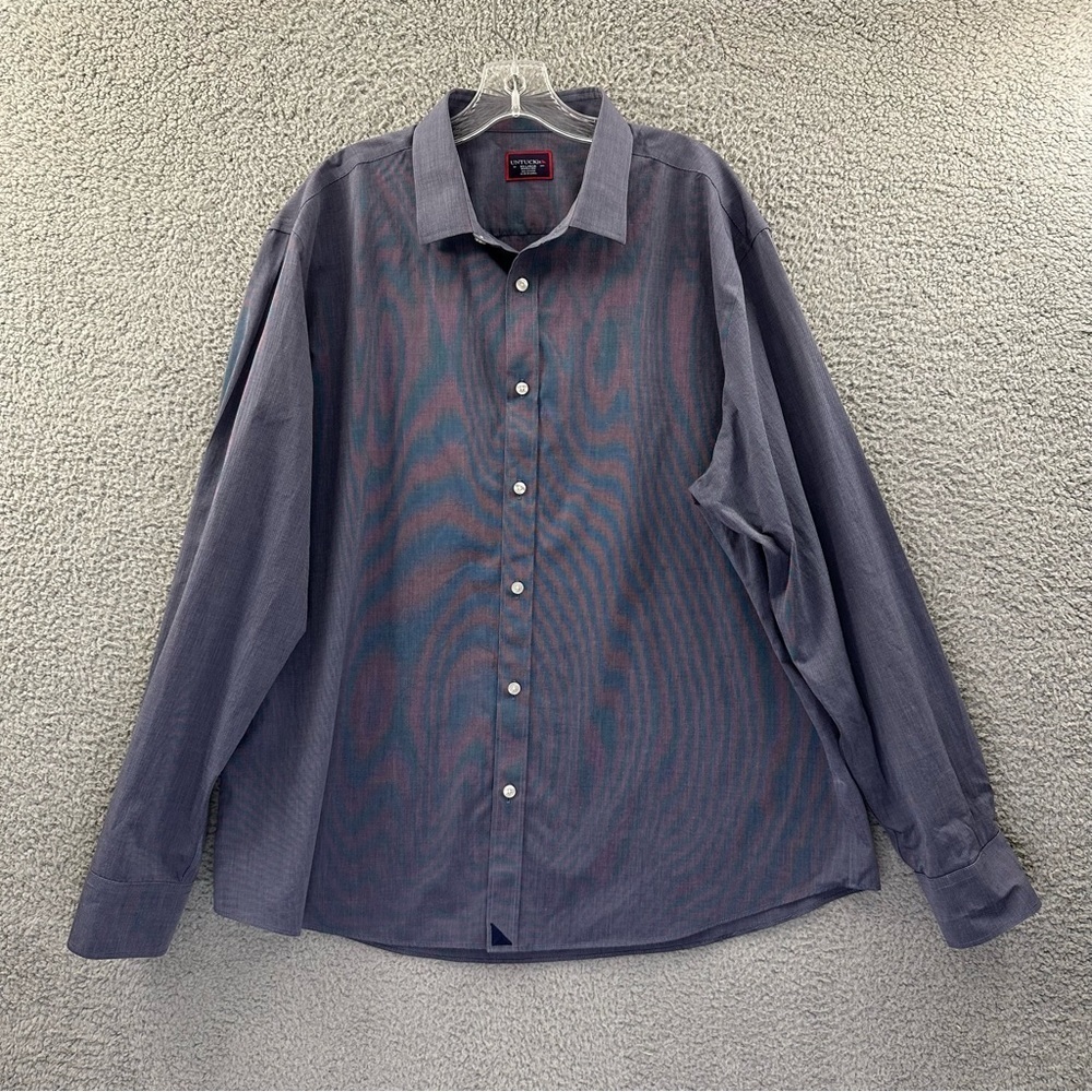 UNTUCKit Orville‎ Wrinkle Free Long Button Down Shirt Blue 100% Cotton Men's XXL